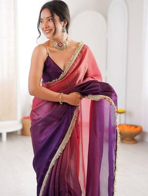 Multicolor ombre zari tissue designer saree 2