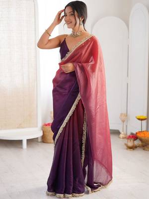 Multicolor ombre zari tissue designer saree 3