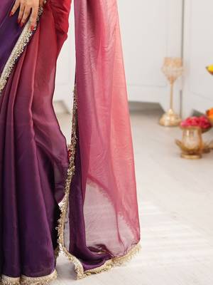 Multicolor ombre zari tissue designer saree 4