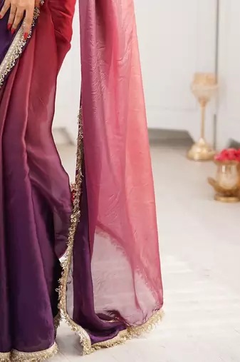 Multicolor ombre zari tissue designer saree