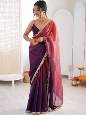 Multicolor ombre zari tissue designer saree 5