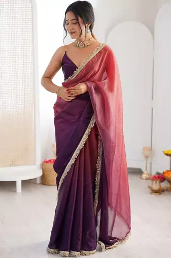 Multicolor ombre zari tissue designer saree
