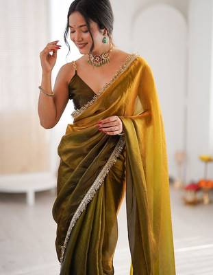 Multicolor ombre zari tissue saree 2