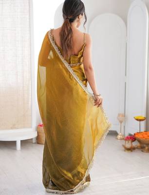 Multicolor ombre zari tissue saree 3