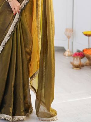 Multicolor ombre zari tissue saree 4