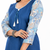 Women's Royal Blue High-Low Kurti with Floral Printed Palazzo Set