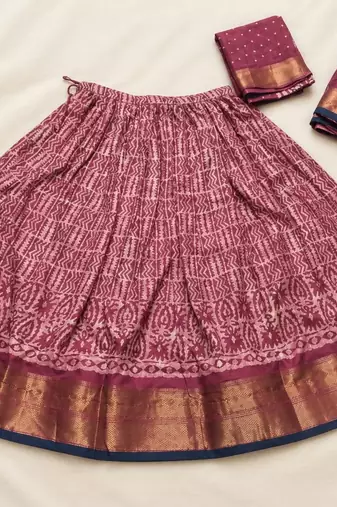 pink silk blend printed traditional lehenga choli