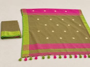 Pink bengali khadi cotton saree for women 6