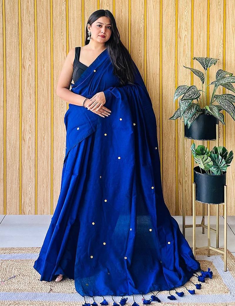 Teal embellished saree with blouse