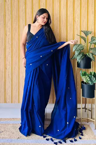 Teal embellished saree with blouse
