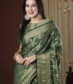 Green woven design zari kanjeevaram saree