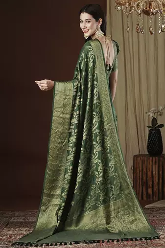 Green woven design zari kanjeevaram saree