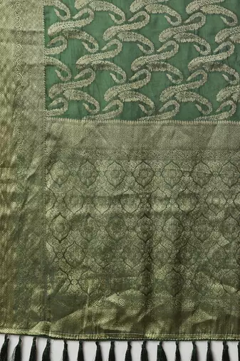 Green woven design zari kanjeevaram saree