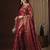 Red ethnic motif zari woven kanjeevaram saree