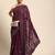 Burgundy floral beads and stones poly georgette saree