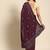 Burgundy floral beads and stones poly georgette saree