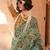 Sea green floral jaali tissue bagru saree