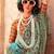 Sea green floral jaali tissue bagru saree
