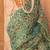 Sea green floral jaali tissue bagru saree