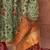 Sea green floral jaali tissue bagru saree