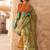 Green floral jaali tissue bagru saree