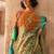 Green floral jaali tissue bagru saree