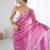 Pink floral embellished beads and stones  chiffon saree