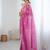 Pink floral embellished beads and stones  chiffon saree