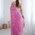 Pink floral embellished beads and stones  chiffon saree
