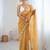 Mustard embellished beads and stones  chiffon designer saree