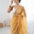 Mustard embellished beads and stones  chiffon designer saree