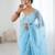 Blue embellished beads and stones  chiffon saree
