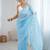 Blue embellished beads and stones  chiffon saree