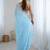 Blue embellished beads and stones  chiffon saree