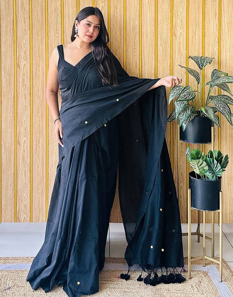 Black embellished saree with blouse