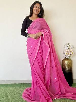 Pink embellished saree with blouse 1
