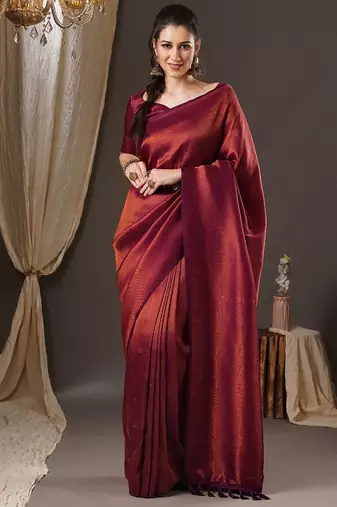Purple woven design zari kanjeevaram saree
