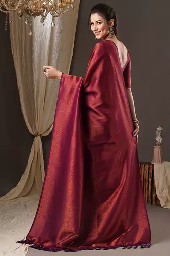 Purple woven design zari kanjeevaram saree