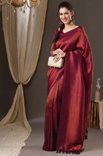 Purple woven design zari kanjeevaram saree