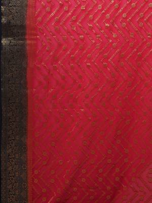 Pink pink & black ethnic motifs woven design zari  georgette kanjeevaram saree 5