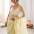 Yellow embellished sequinned  chiffon saree