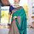 Turquoise turquoise blue & gold-toned ethnic motifs woven design zari banarasi saree