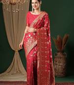 Pink ethnic motifs zari  georgette kanjeevaram saree