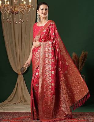 Pink ethnic motifs zari  georgette kanjeevaram saree 3