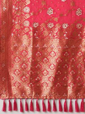 Pink ethnic motifs zari  georgette kanjeevaram saree 5