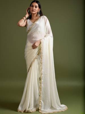 White white organza  sarees 1