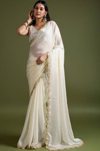 White white organza  sarees