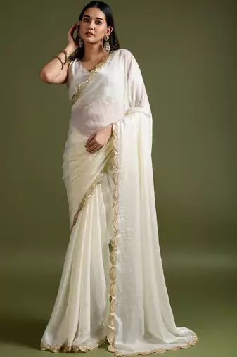 White white organza  sarees