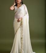 White white organza  sarees