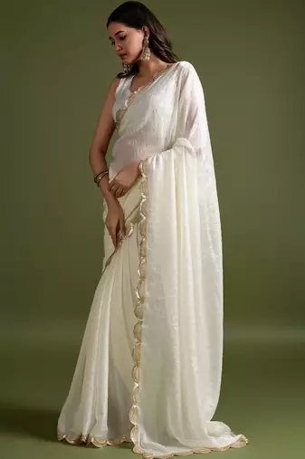 White white organza  sarees
